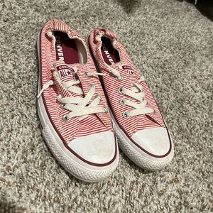 Red and white striped Converse